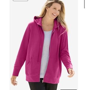 NWT Women Within Butter Soft Zip Up Cranberry Size 4X Brand new With Tags
